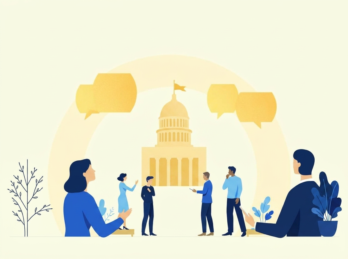 Pessoas dialogando com uma organização